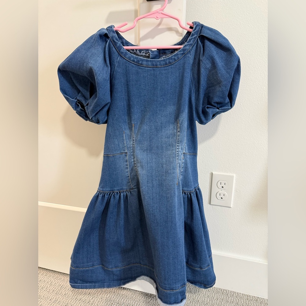 Habitual Blue Denim Puff Sleeve Kids Dress